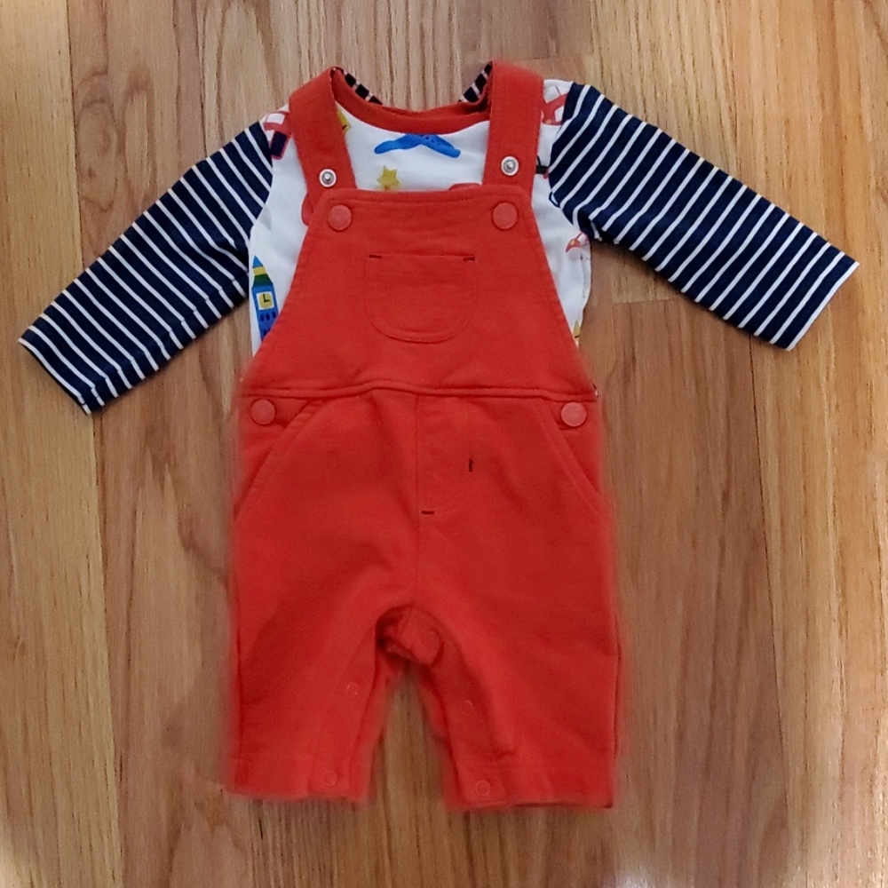 Mini Boden Overalls and Shirt Set